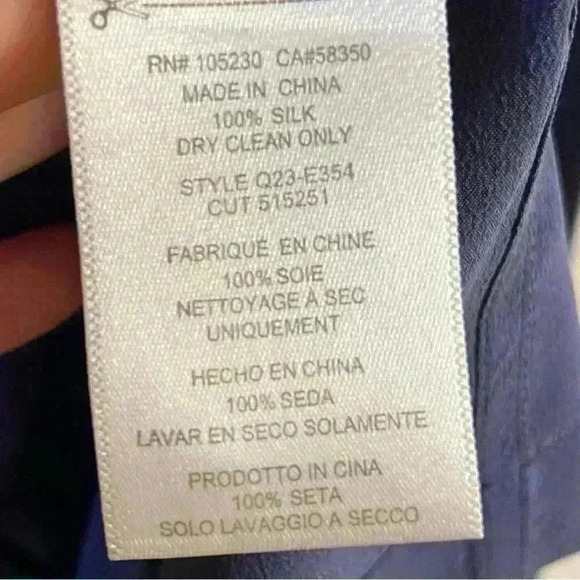 Equipment femme blouse pop over long line 100% silk lace up collar. Medium - Picture 7 of 7